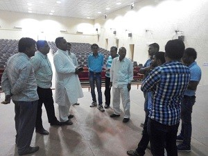विधायक मेवाराम जैन व जिलाध्यक्ष फ़तेह खान टाऊन होल में व्यवस्थाओ का जायजा लेते हुए 