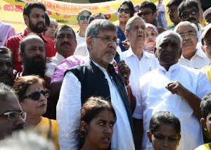 L to R - Nobel Peace Laureate Sh Kailash Satyarthi & Sh. Pon Radhakrishnan, Member of Parliament from Kanyakumari and India’s Minister of State for Finance and Shipping